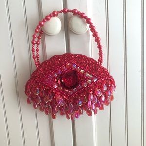 Red Sequin and Beaded Purse